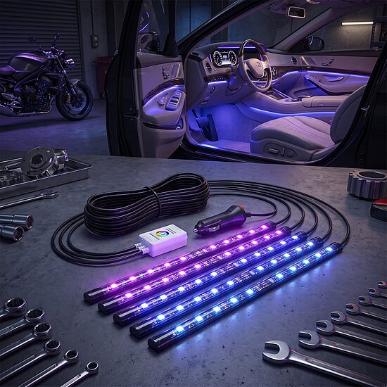 Auto LED RGB neona stilizācijas apgaismojums Bluetooth 10W 12V ūdens