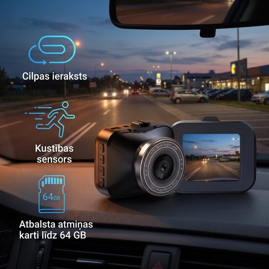 Automašīnas video reģistrators ar aizmugures kameru