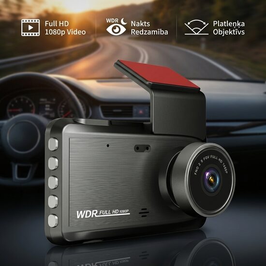 Divkāršā Ieraksta Autokamera ar WiFi 1080p Izšķirtspēju un 150° Skata Leņķi videoreģistrators