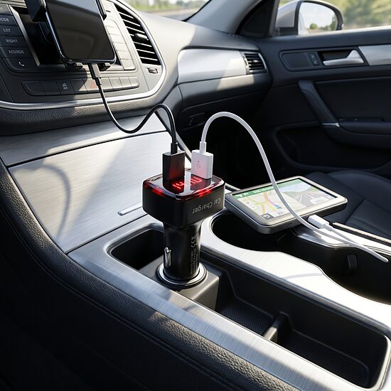 Auto 3 in 1 - voltmetrs, terometrs, USB lādētājs 3.1A