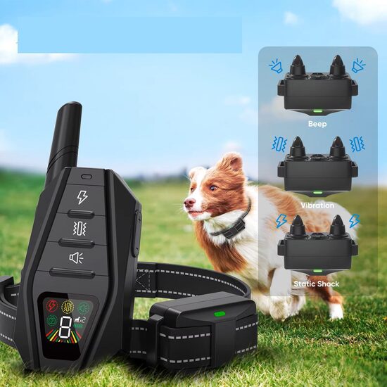 Suņu Apmācības Kaklasiksna 3 Režīmi, 1000 m Diapazons, Ūdensizturīga un Uzlādējama