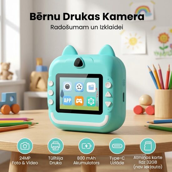 Bērnu kamera Polaroīds, zaļš