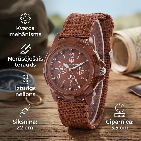 Vīriešu pulkstenis"Army" Brown