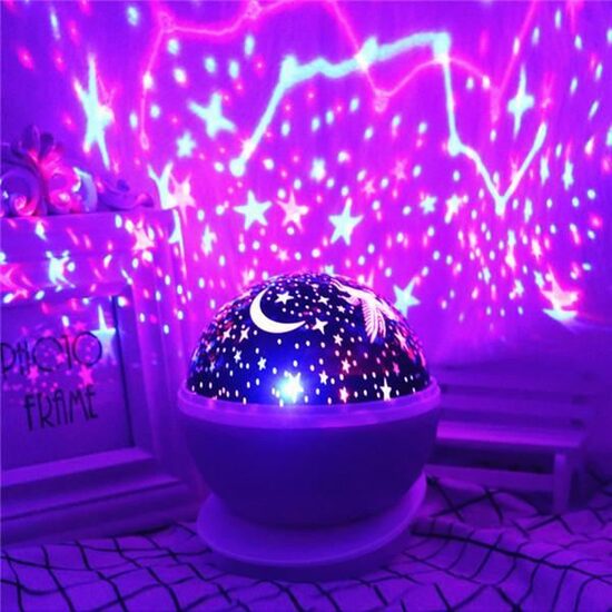Rotējoša bērnu Naktslampiņa - zvaigžņu projektors