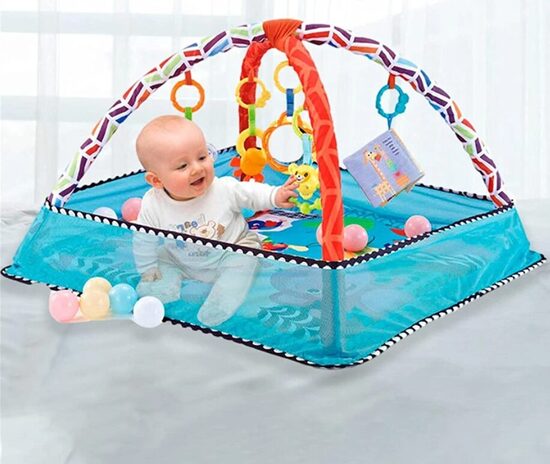 Bērnu aktivitāšu paklājs, sētiņa - manēža, zils