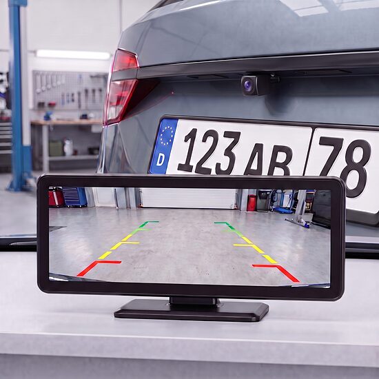 Pārnēsājams 10.26" bezvadu CarPlay/Android Auto ekrāns ar HD atpakaļskata kameru