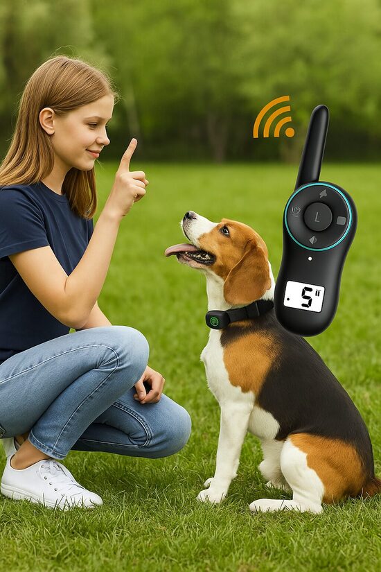 Elektroniskās suņu apmācības kakla siksnas ar ūdensizturīgu un uzlādējamu saņēmēju, 400 m tālvadības attālums
