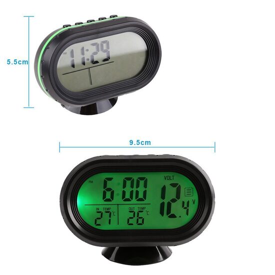 Voltmetrs & termometrs & pulkstenis automašīnai 12v, 24v