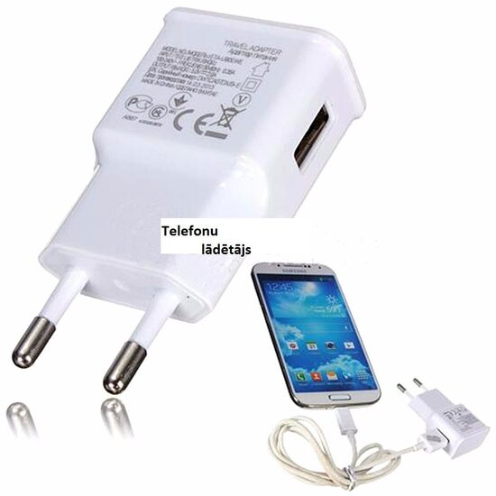 Telefonu lādētājs 2A (der visiem telefoniem, arī Smartfoniem)