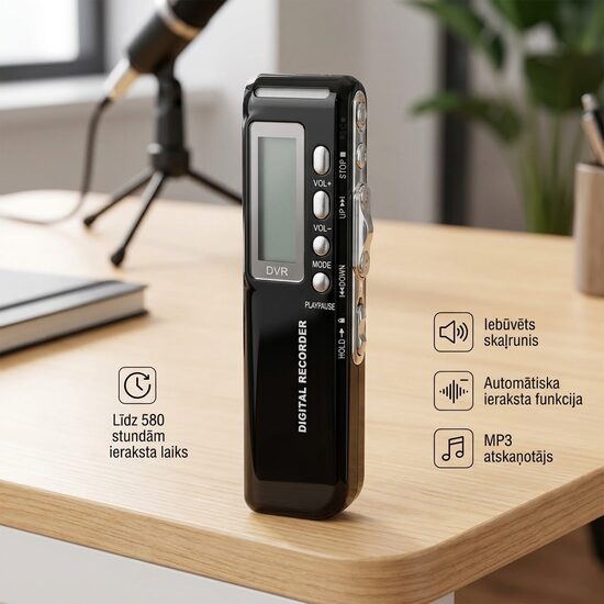 Diktofons 8Gb, 580h record, Black