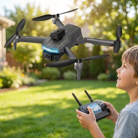 4K Divu Sensoru Drons ar 2 akumulatoriem un Augstuma Noturēšanu, pults ar ekrānu