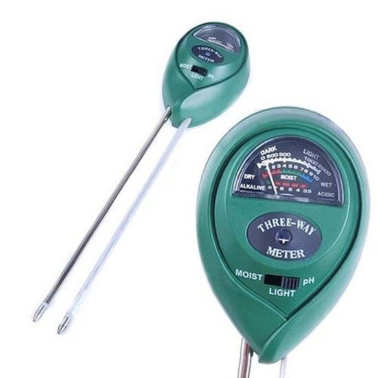 Augsnes pH līmeņa, augsnes mitruma un gaismas intensitātes mērītājs - 3 in 1