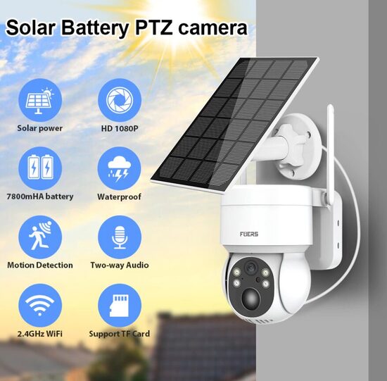 Video novērošanas kamera WiFi ar Saules paneli un akumulatoru (ieraksts, nakts redzamība, paziņojums uz telefonu)