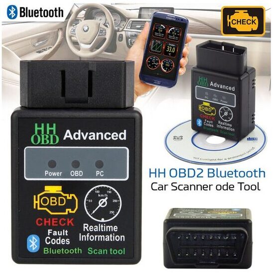 Auto datora diagnostikas iekārta V1.5 OBD2 ELM327 Bluetooth automašīnas skeneris Android Torque, kļūdu lasītājs
