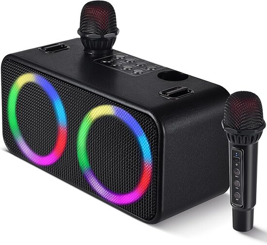 Bluetooth Karaoke skaļrunis ar 2 bezvadu mikrofoniem