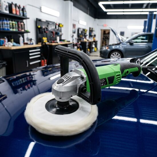 Pulējamā mašīna 1200w ar elektroniski maināmu ātrumu un pulēšanas spilventiņu