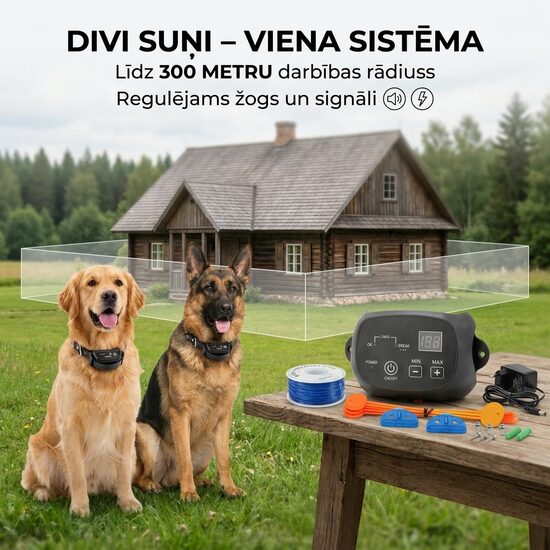Radiosēta diviem suņiem, 300m, lādējama