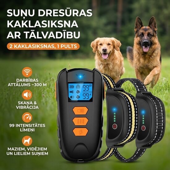Suņu dresūras kaklasiksnas komplekts 2 suņiem