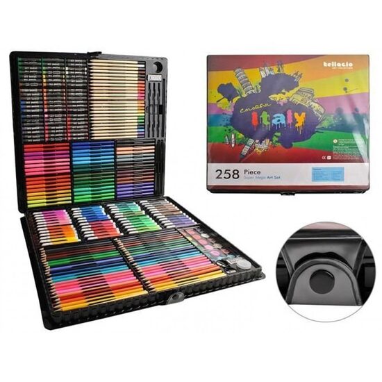 Zīmēšanas un gleznošanas komplekts bērniem, 258 gab