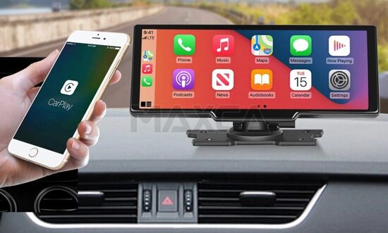 Automašīnas monitors 10' ar atpakaļskata kameru, savienojas ar Telefonu (navigācija, mūzikai, wacapam, u.c.), Carplay & Android Auto Smart Player GPS Navigation Car DVR FM Mirror Monitor