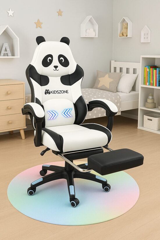 Ergonomisks datora un mācību krēsls ar masāžas funkciju, regulējamu atzveltni un eko ādas apdari – līdz 150 kg