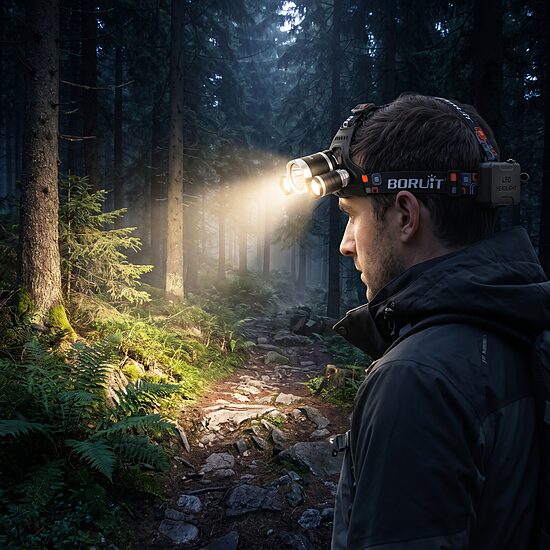 Galvas lukturis LED 3000 LM Black + akumulatori un lādētājs