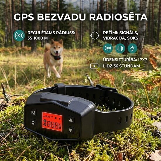 Suņu Bezvadu Gps Radiosēta 1000m