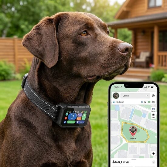 Bezvadu GPS suņu radiosēta ar Telefona vadību suņu apmācības kaklasiksna ar virtuālo žogu