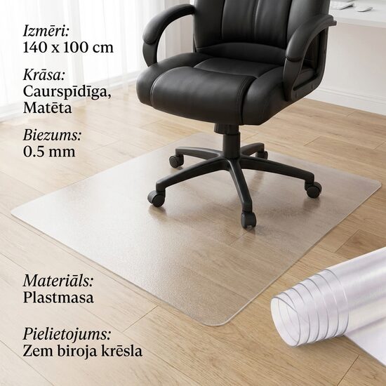 Caurspīdīgs grīdas aizsargpaklājs biroja krēslam