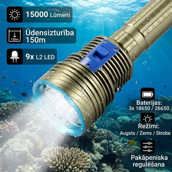 Jaudīgs 9 Led Zemūdens daivinga lukturis