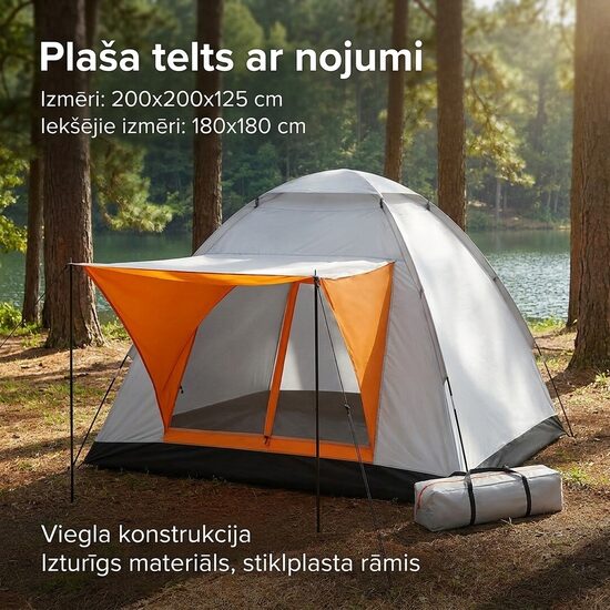Tūristu telts ar jumtu – Kompakts un izturīgs patvērums četriem cilvēkiem 200 x 200 x 125 см