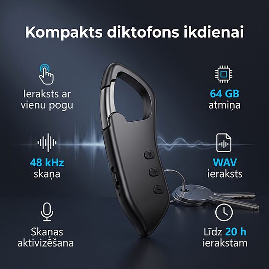 mini Diktafons - atslēgas piekariņš 64 Gb