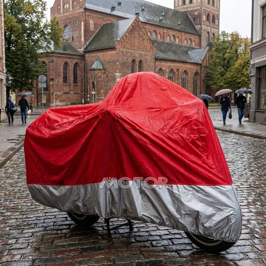 Motocikla pārvalks sarkans ar pelēku, XL