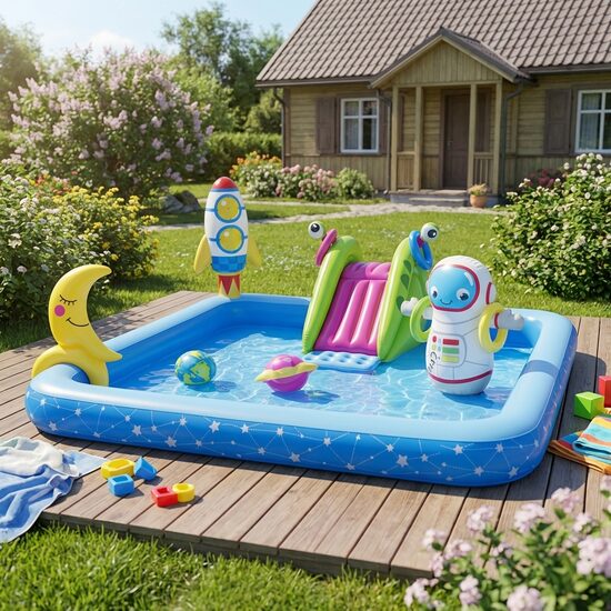 Bērnu Ūdens rotaļu laukums ar baseinu un slidkalniņu