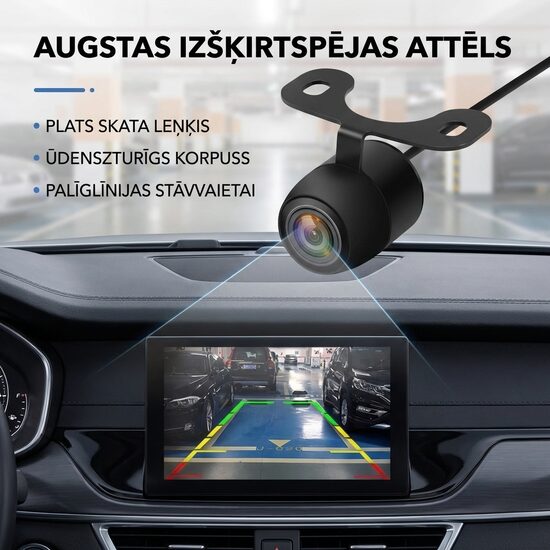Automašīnas atpakaļskata kamera (12v, 120g, ip67 ūdens izturība, pārliekot stiprinājumu var izmantot kameru uz priekšu