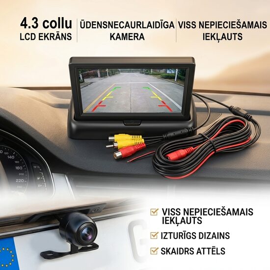 Komplekts - Auto monitors ar atpakaļskata kameru