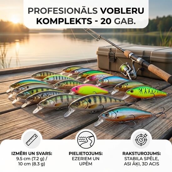 Vobleru komplekts 20gab (dažādu krāsu un izmēru vobleri)