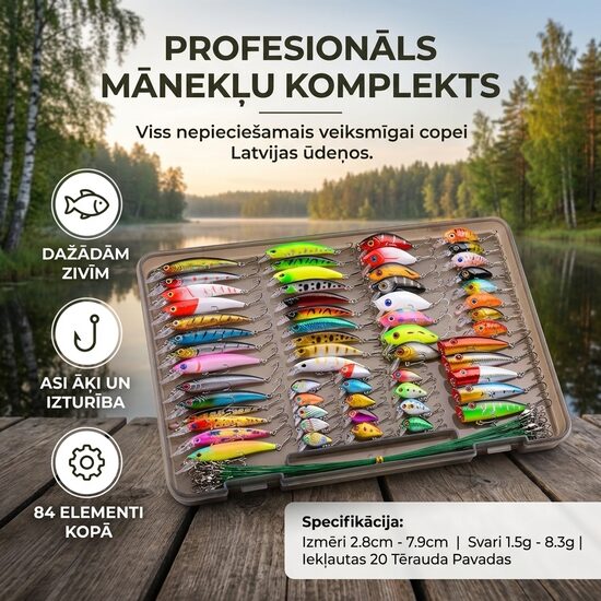 Vobleru komplekts 64gab (dažādu krāsu un izmēru vobleri)