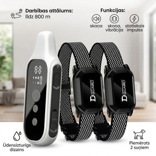 Suņu dresūras kaklasiksnas ar pulti 2 suņiem (2 gab.)