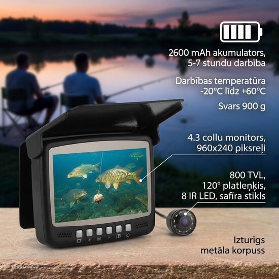 Zemūdens kamera 4.3'' monitors, 15m kabelis