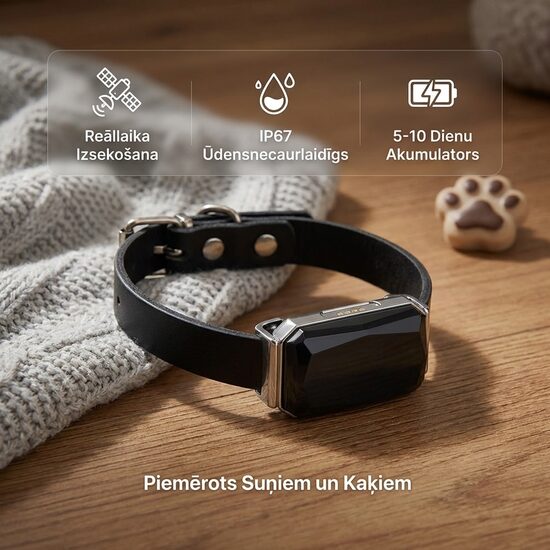 Dzīvnieku Gps izsekošanas ierīce ar siksniņu (suņu, kaķu atrašanās vieta telefonā) bez abonēšanas maksas