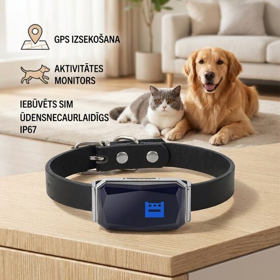 Dzīvnieku Gps izsekošanas ierīce ar siksniņu (suņu, kaķu atrašanās vieta telefonā) bez abonēšanas maksas