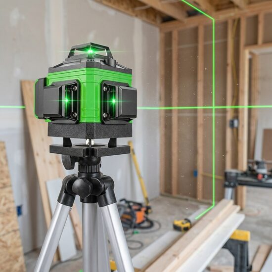 16 līniju zaļais lāzera līmeņrādis ar statīvu