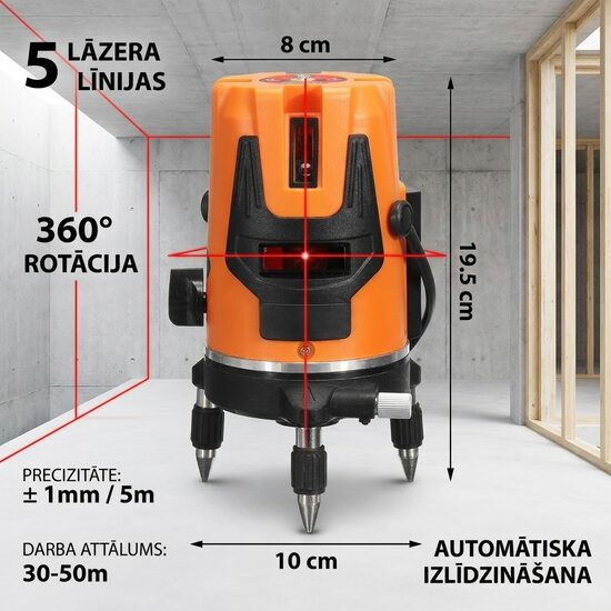 Lāzera līmeņrādis 360g, pašlīmeņojošais