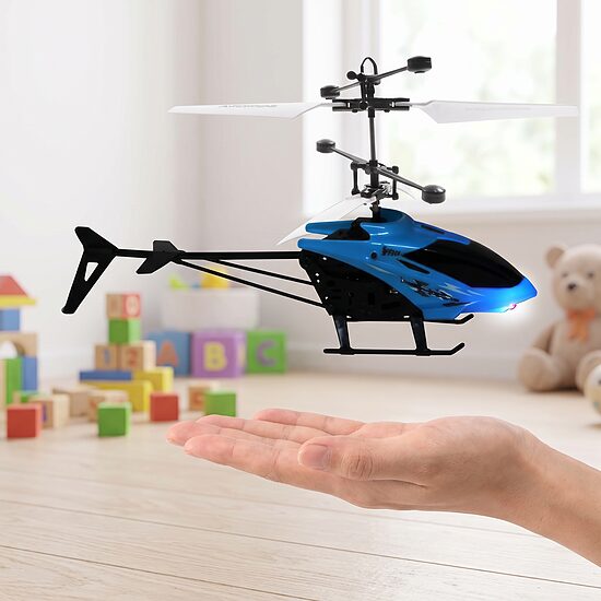 Lidojošais helikopteris ar sensoru un LED apgaismojumu