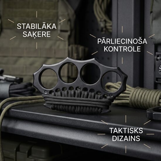 Metāla kastete Black Grip ar paracord satvērienu, melna