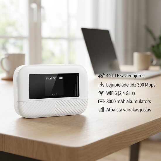 Portatīvs 5G 4G LTE Wi-Fi maršrutētājs rūteris ar 3000mAh akumulatoru