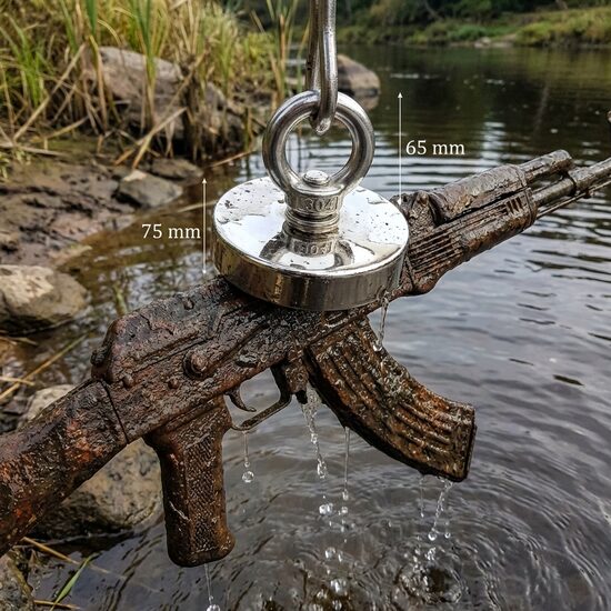 Neodīma Meklēšanas "zvejas magnēts" (75x65mm, 250Kg)