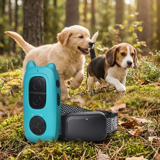 Suņu treniņu, dresūras kakla siksna (400m attālums), visu šķirņu suņiem un kucēniem, ar ultra skaņu, vibrāciju un elektroimpulsu, lādējama