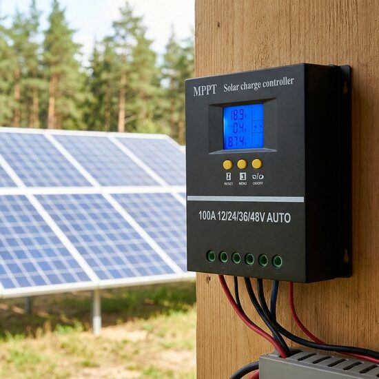 MPPT Saules Paneļu Uzlādes Kontrolieris 12V–48V 100A ar LCD un USB